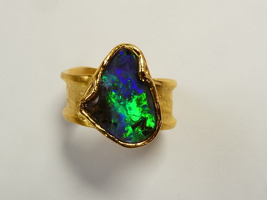 Opal Ring flächig leuchtend id 100650